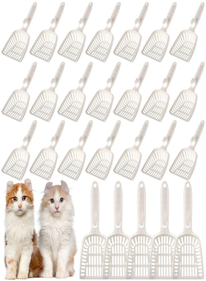Mysora 24 Pieces Litter Scoop Bulk for Cats Plastic Pet Kitty Litter Scooper Durable Deep Shovel for Pet Stores Veterinary Clinic, Long Handle White - Image 1